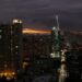 city skyline during night time